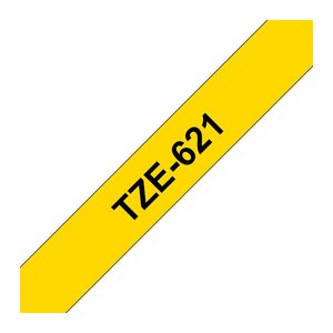 brother Schriftband TZe-621 TZE621, 9 mm, schwarz auf gelb, 1 St.