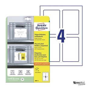 AVERY Zweckform Träger-Etiketten  8001-5 weiß 80,0 x 120,0 mm, 5 Blatt