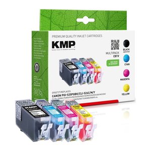KMP schwarz, cyan, magenta, gelb Druckerpatronen kompatibel zu Canon PGI525PGBK, CLI526C/M/Y, 4er-Set