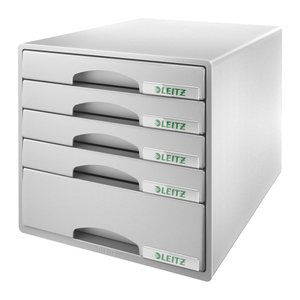 LEITZ Schubladenbox Plus grau 52110085, DIN A4 mit 5 Schubladen, 1 St.