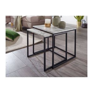 WOHNLING Beistelltische-Set quadratisch MDF-Platte weiß, 1 Set