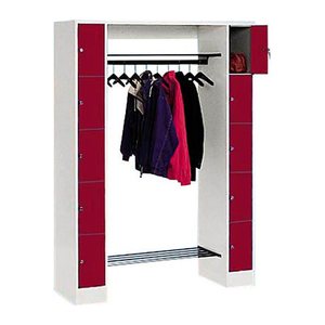CP Garderobe mit Schließfächern Serie 8070 lichtgrau, rubinrot 80710-00 S10007, 10 Schließfächer 143,0 x 48,0 x 195,0 cm
