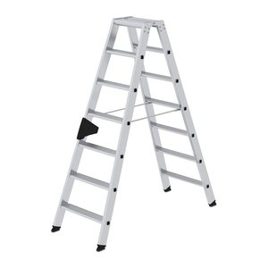 MUNK Stehleiter beidseitig 40214 silber 2x 7 Stufen, H: 161,0 cm