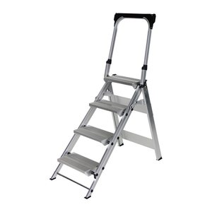 MUNK Stehleiter einseitig 53104 silber 4 Stufen, H: 148,0 cm