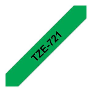 brother Schriftband TZe-721 TZE721, 9 mm, schwarz auf grün, 1 St.