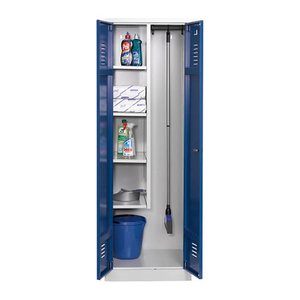 Gürkan Putzmittelschrank 104432 lichtgrau, enzianblau 4 Fachböden 60,0 x 50,0 x 180,0 cm, aufgebaut, 1 St.