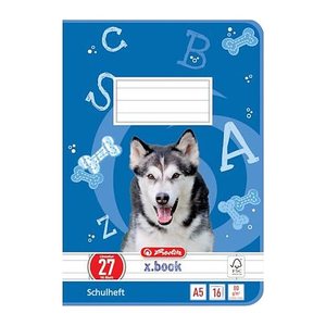herlitz Schulheft x.book Lineatur 27 liniert DIN A5 Innen- und Außenrand, 16 Blatt, 1 St.