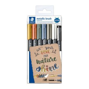 STAEDTLER Marker Metallic & white brush 6 St.& 1 pigm.