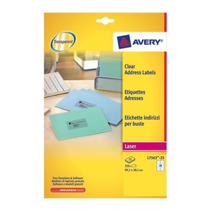 AVERY Zweckform Folien-Adressetiketten L7563-25 transparent 99,1 x 38,1 mm, 25 Blatt
