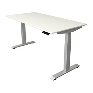 Kerkmann Move 4 elektrisch höhenverstellbarer Schreibtisch weiß rechteckig, T-Fuß-Gestell silber 140,0 x 80,0 cm