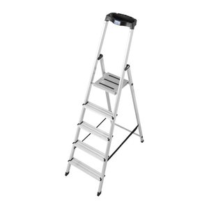 KRAUSE Stehleiter einseitig MONTO Safety silber 5 Stufen, H: 180,0 cm
