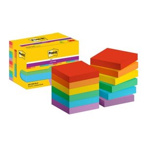 Post-it® Super Sticky Playful Haftnotizen extrastark farbsortiert, 12 Blöcke