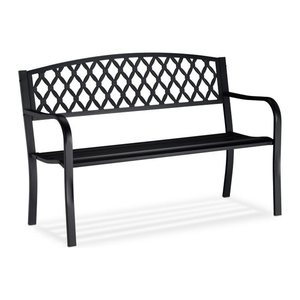 relaxdays Gartenbank 10026115_0 schwarz Metall 127,5 cm