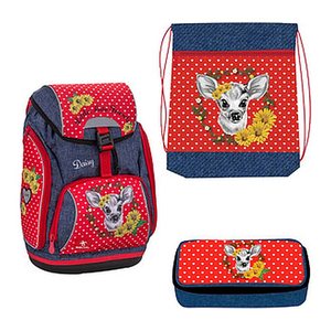BELMIL® Schulranzen-Set Comfy Little Cute Friends Daisy Kunstfaser rot