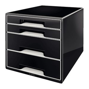 LEITZ Schubladenbox CUBE Duo Colour  schwarz/grau 52521095, DIN A4 mit 4 Schubladen, 1 St.