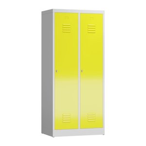 ClassiX Spind lichtgrau, zinkgelb X-515126, 2 Schließfächer 80,0 x 50,0 x 180,0 cm