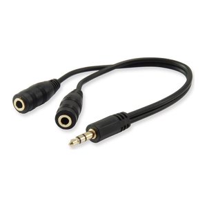 Equip Audiokabel Splitter 3.5mm->2x3.5mm St/Bu schwarz Polybeutel