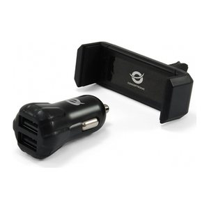 CONCEPTRONIC KFZ-Ladegerät 2-Port 2xUSB-A +Halter 10W sw