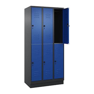 CP Spind Classic PLUS enzianblau, schwarzgrau 080320-30 S10137, 6 Schließfächer 90,0 x 50,0 x 195,0 cm