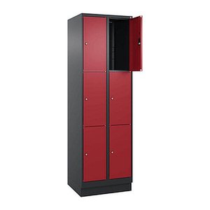 CP Schließfachschrank Classic PLUS rubinrot, schwarzgrau 080020-203 S10030, 6 Schließfächer 60,0 x 50,0 x 195,0 cm