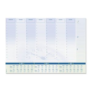 SIGEL Schreibtischunterlage Time 2026/2027/2028 blau/grün Papier 59,5 x 41,0 cm, 30 Blatt