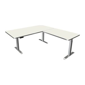 Kerkmann Move 3 Premium elektrisch höhenverstellbarer Schreibtisch weiß L-Form, T-Fuß-Gestell silber 200,0 x 220,0 cm