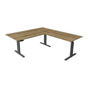Kerkmann Move 3 elegant elektrisch höhenverstellbarer Schreibtisch eiche L-Form, T-Fuß-Gestell grau 200,0 x 220,0 cm