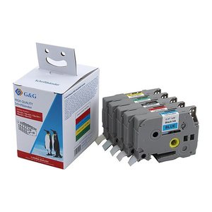 G&G Schriftbänder 14977 ersetzt brother TZe-231/ TZe-431/ TZe-531/ TZe-631/ TZe-731 , 12 mm, farbig sortiert, 5 St.