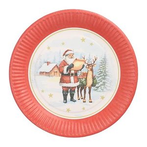 PAPSTAR Pappteller Dear Santa rot, weiß Ø 23,0 cm, 10 St.
