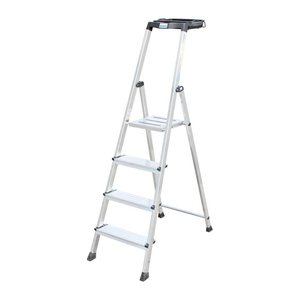 KRAUSE Stehleiter einseitig MONTO Secury mit Multi-Grip silber 4 Stufen, H: 160,0 cm