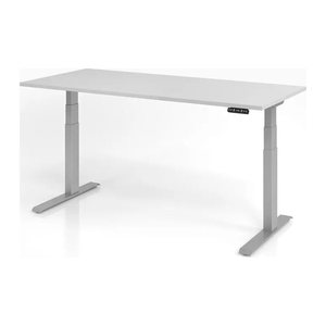 HAMMERBACHER XDKB19 elektrisch höhenverstellbarer Schreibtisch lichtgrau rechteckig, C-Fuß-Gestell silber 180,0 x 80,0 cm
