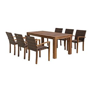 Garden Pleasure Sitzgruppe TOPEKA, coffee Kunststoff, Holz, 7-teilig