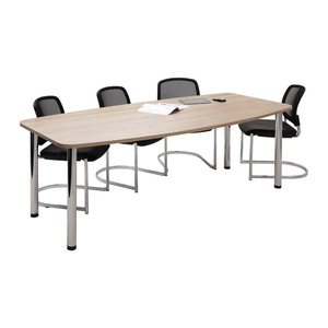 HAMMERBACHER Konferenztisch KT22C buche Tonnenform, Rundrohr chrom, 220,0 x 83,0/103,0 x 72,0 - 74,0 cm