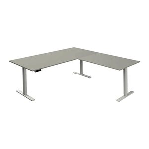 Kerkmann Move 3 elektrisch höhenverstellbarer Schreibtisch lichtgrau L-Form, T-Fuß-Gestell weiß 200,0 x 100,0 cm