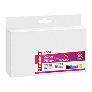 edding EDD-535 schwarz, cyan, magenta, gelb Druckerpatronen kompatibel zu Canon PGI-2500 XL BK/C/M/Y, 4er-Set