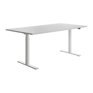 Topstar E-Table elektrisch höhenverstellbarer Schreibtisch lichtgrau rechteckig, T-Fuß-Gestell weiß 180,0 x 80,0 cm