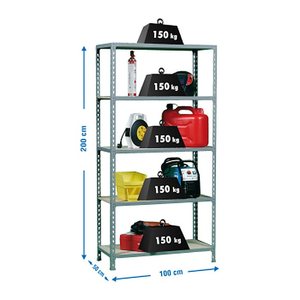 Simonrack Schwerlastregal MADERCLICK PLUS 8435104908075 grau 100,0 x 50,0 x 200,0 cm