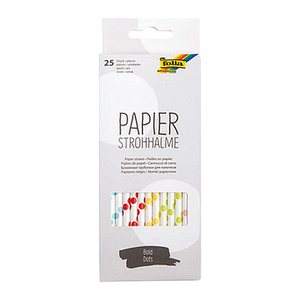 folia Strohhalme BOLD DOTS farbsortiert gepunktet Papier, knickbar, 25 St.