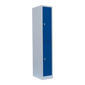 LÜLLMANN Spind enzianblau, lichtgrau 520211, 2 Schließfächer 31,5 x 50,0 x 180,0 cm