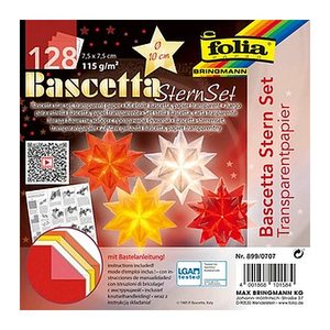 folia Faltblätter Bascetta-Stern Mini weiß, gelb, rot, orange 128 Blatt