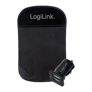 Logilink USB Kfz Netzteil, 2x USB-Port, 10.5W + Antirutschm.