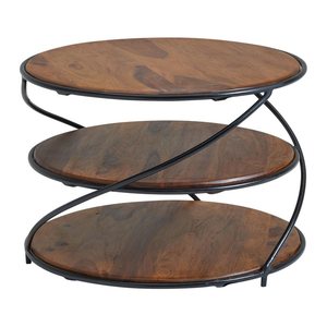 WOHNLING Couchtisch rund Massivholz sheesham 58,0 x 58,0 x 40,0 cm, 1 St.