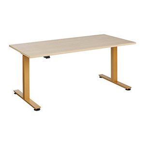 HAMMERBACHER XMST16 elektrisch höhenverstellbarer Schreibtisch eiche rechteckig, T-Fuß-Gestell gold 160,0 x 80,0 cm