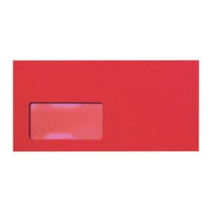 tecno Briefumschläge colors DIN lang+ mit Fenster korallenrot haftklebend 25 St.