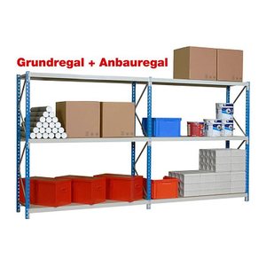 Manorga Anbau-Schwerlast-Weitspannregal EPSIVOL ZR2018103F4S himmelblau, braun 180,0 x 100,0 x 200,0 cm