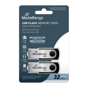 MediaRange USB-Sticks MR911-2 schwarz, silber 32 GB, 2 St.
