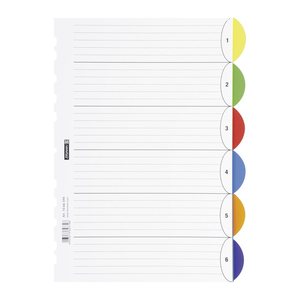 BRUNNEN Ordnerregister OFFICE TO GO DIN A4 Vollformat blanko weiß 6-teilig, 1 Satz