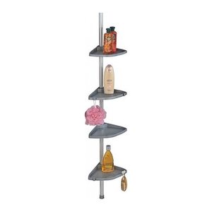 WENKO Teleskop-Duschregal Compact silber 26,0 x 19,5 x 78,0-275,0 cm