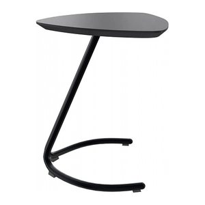 fm TRESTA Beistelltisch dreieckig abgerundet MDF-Platte schwarz 55,0 x 50,0 x 69,5 cm, 1 St.