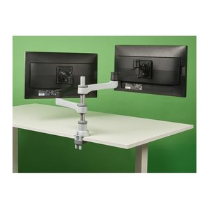 r-go Monitor-Halterung Zepher 4 C2 Twin silber, schwarz für 2 Monitore, Tischklemme, Tischbohrung